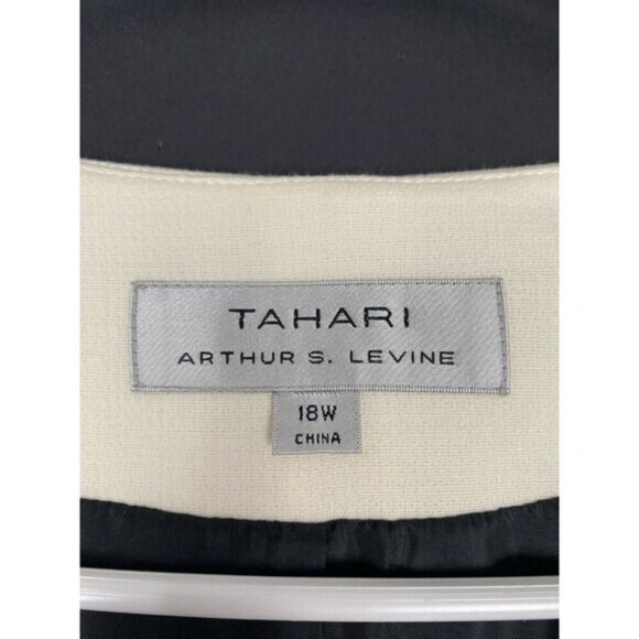 Tahari Arthur S. Levine Women's Size 18 W Ivory Long Blazer with Pockets - Picture 4 of 11